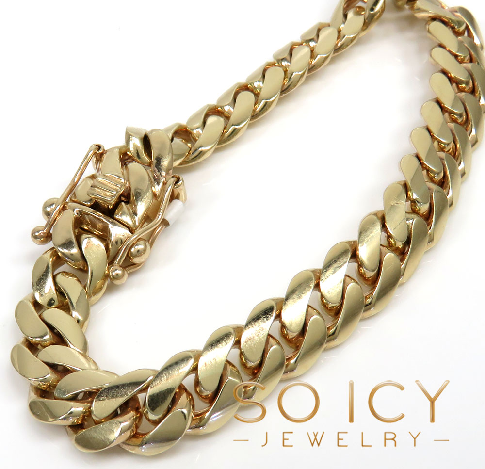 14k solid yellow gold miami link bracelet 8