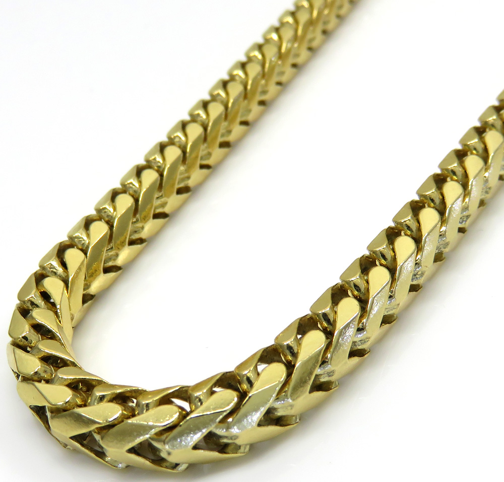 14k yellow gold solid tight link franco chain 24-26 inch 5mm