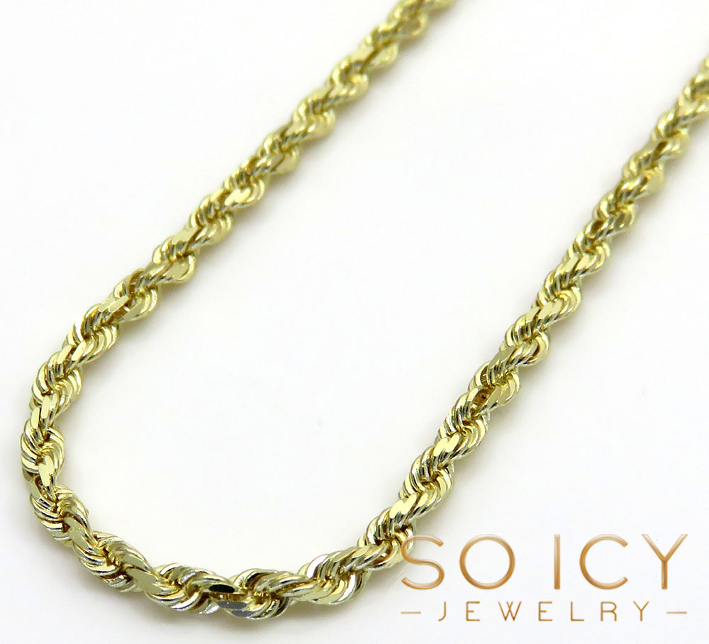 10k yellow gold solid rope chain 16-26 inch 1.50mm