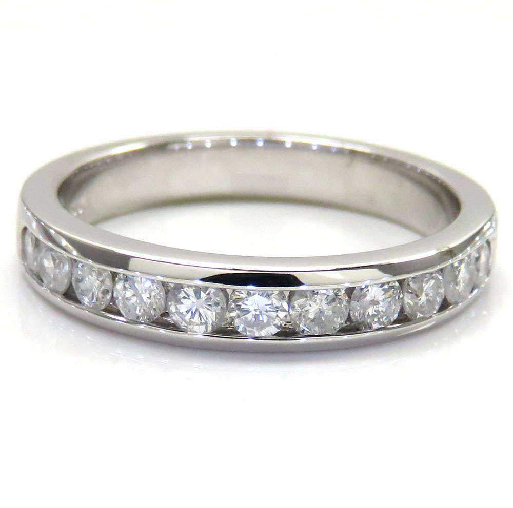 Mens 14k white gold round diamond band ring 1.00ct