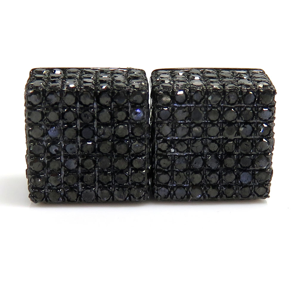 10k black gold black diamond pave earrings 1.80ct