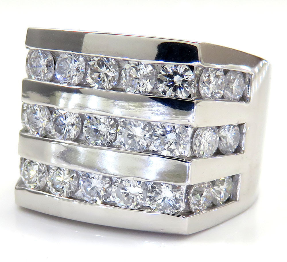14k White Gold Row Diamond Fashion Mens Ring - Main Image