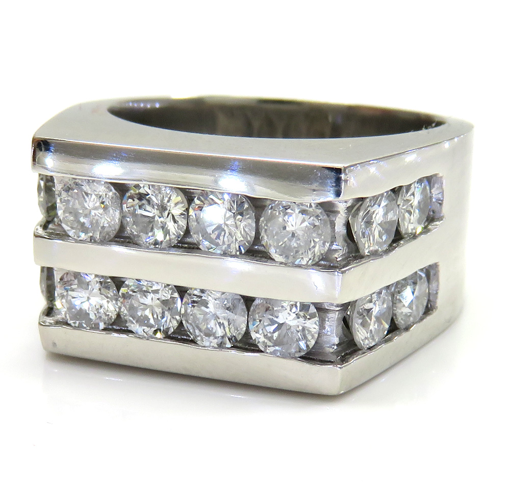 14k white gold 2 row diamond wedding band ring 2.50ct