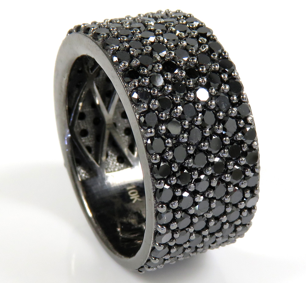 Mens 10k Black Gold Black Diamond Band