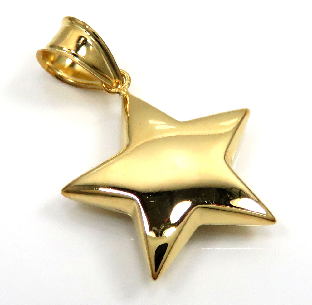 14k yellow gold solid puffed star small pendant