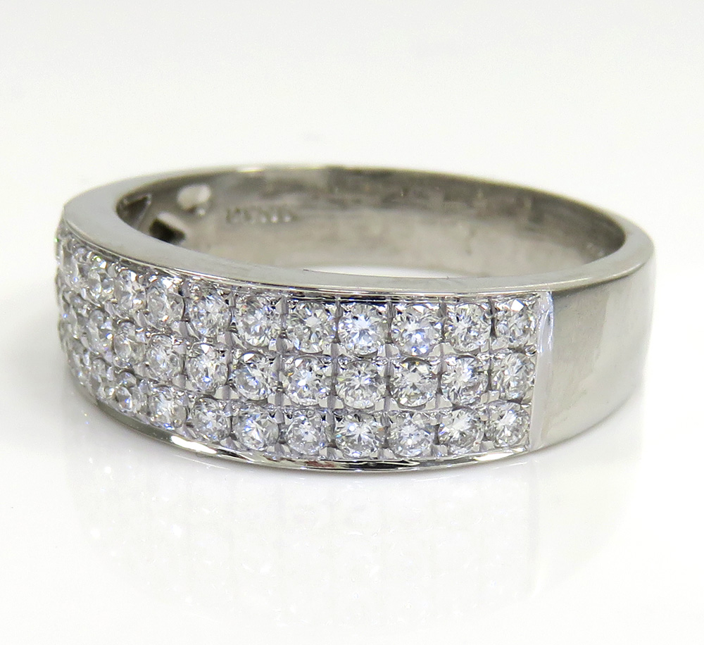 Mens 14k white gold round diamond wedding band ring 1.25ct