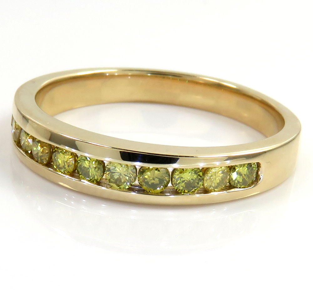 Unisex 14k yellow gold canary diamond wedding band 0.50ct
