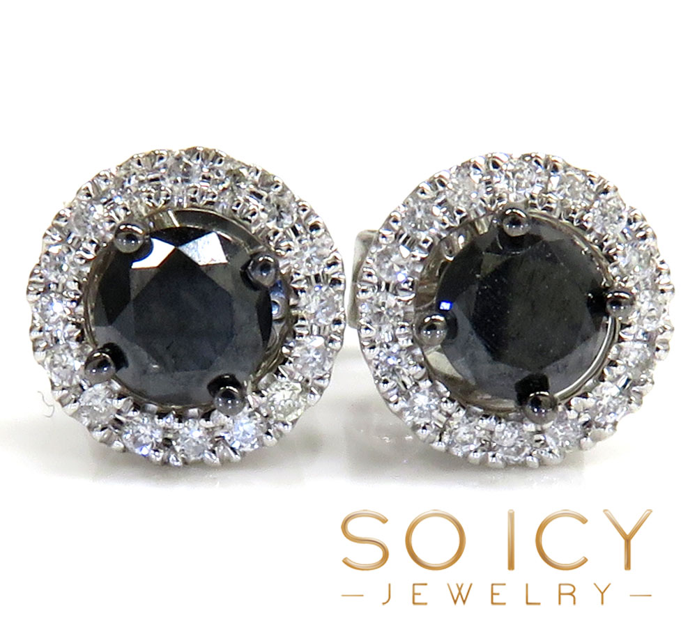 18k white gold black cluster diamond earrings 1.01ct