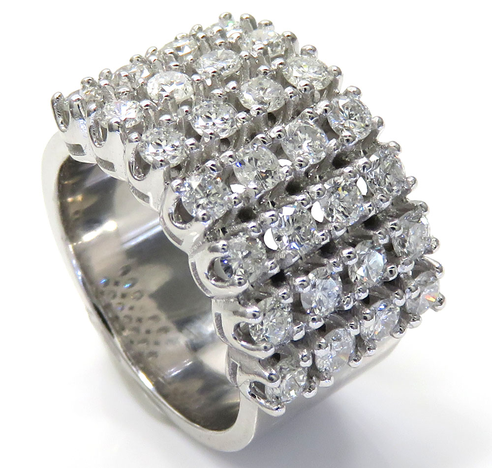 1.75ct 14k solid white gold diamond 4 row curved carter ring