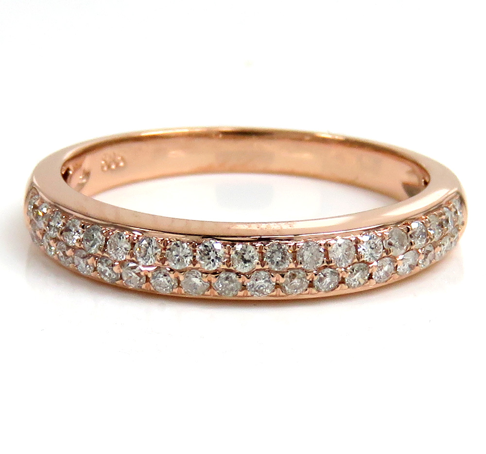 Ladies 14k rose gold diamond wedding band 0.36ct