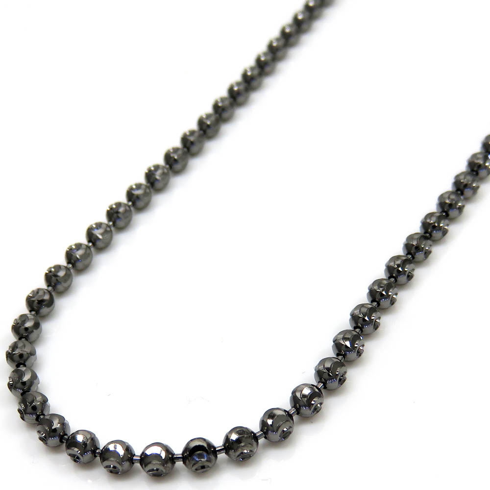 Buy 14k Black Gold Diamond Cut Combat Ball Bead Chain 18-26'