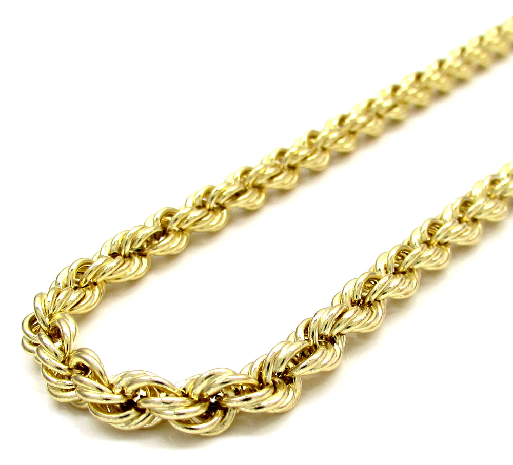 10k yellow gold smooth rope chain 20-30 inch 5mm