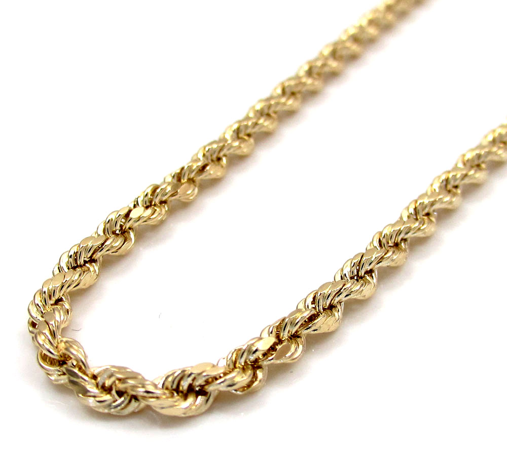 10k yellow gold skinny diamond cut rope chain 16-30 inch 2.50mm