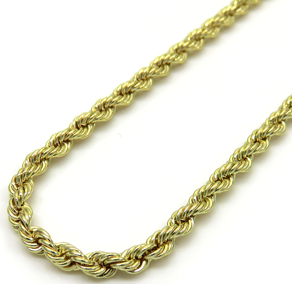 10k yellow gold skinny rope chain 16-24 inch 2.40mm
