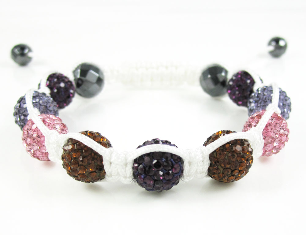 Multi colored rhinestone macramé faceted bead rope bracelet 9.00ct