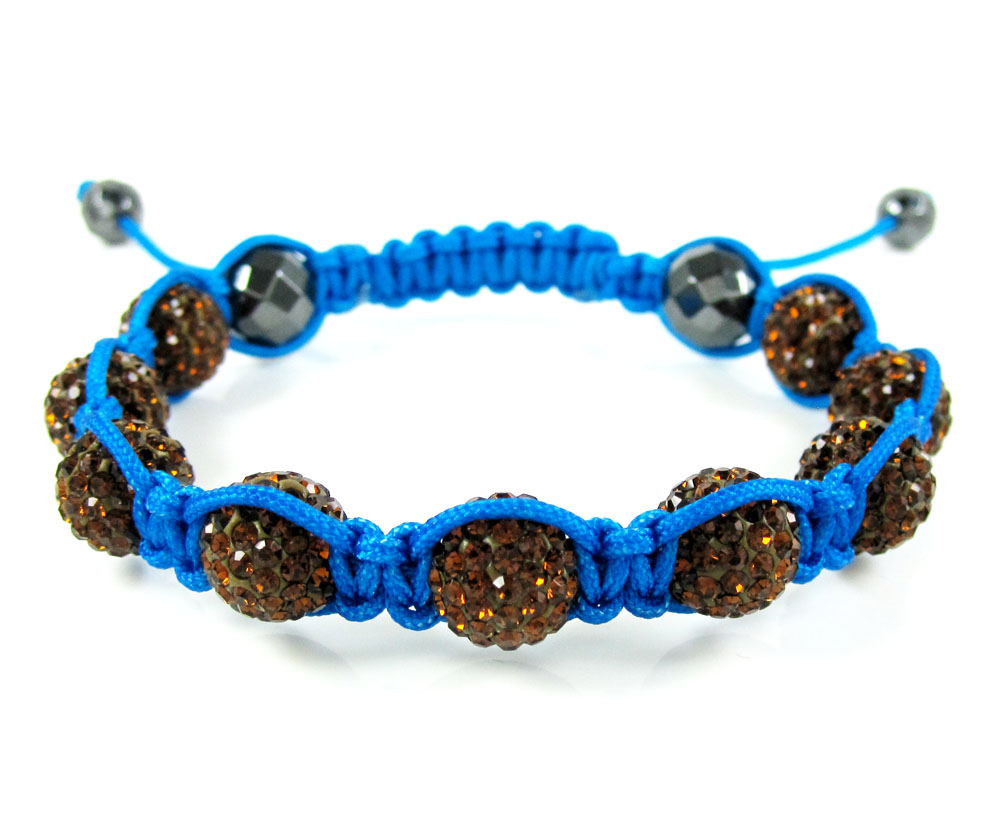 Sun set brown rhinestone macramé faceted bead rope bracelet 9.00ct