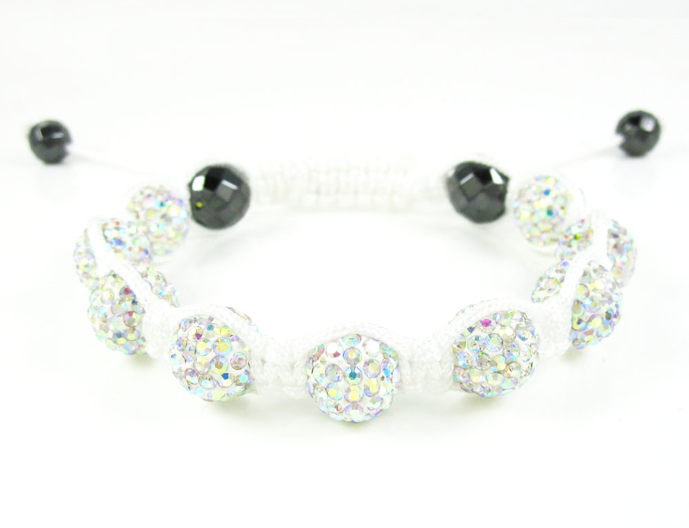 Multi colors rhinestone macramé faceted bead rope bracelet 9.00ct