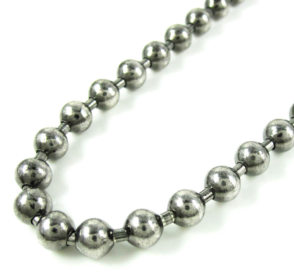 Buy 925 Black Sterling Silver Ball Link Chain 36 Inch 6mm Online at SO