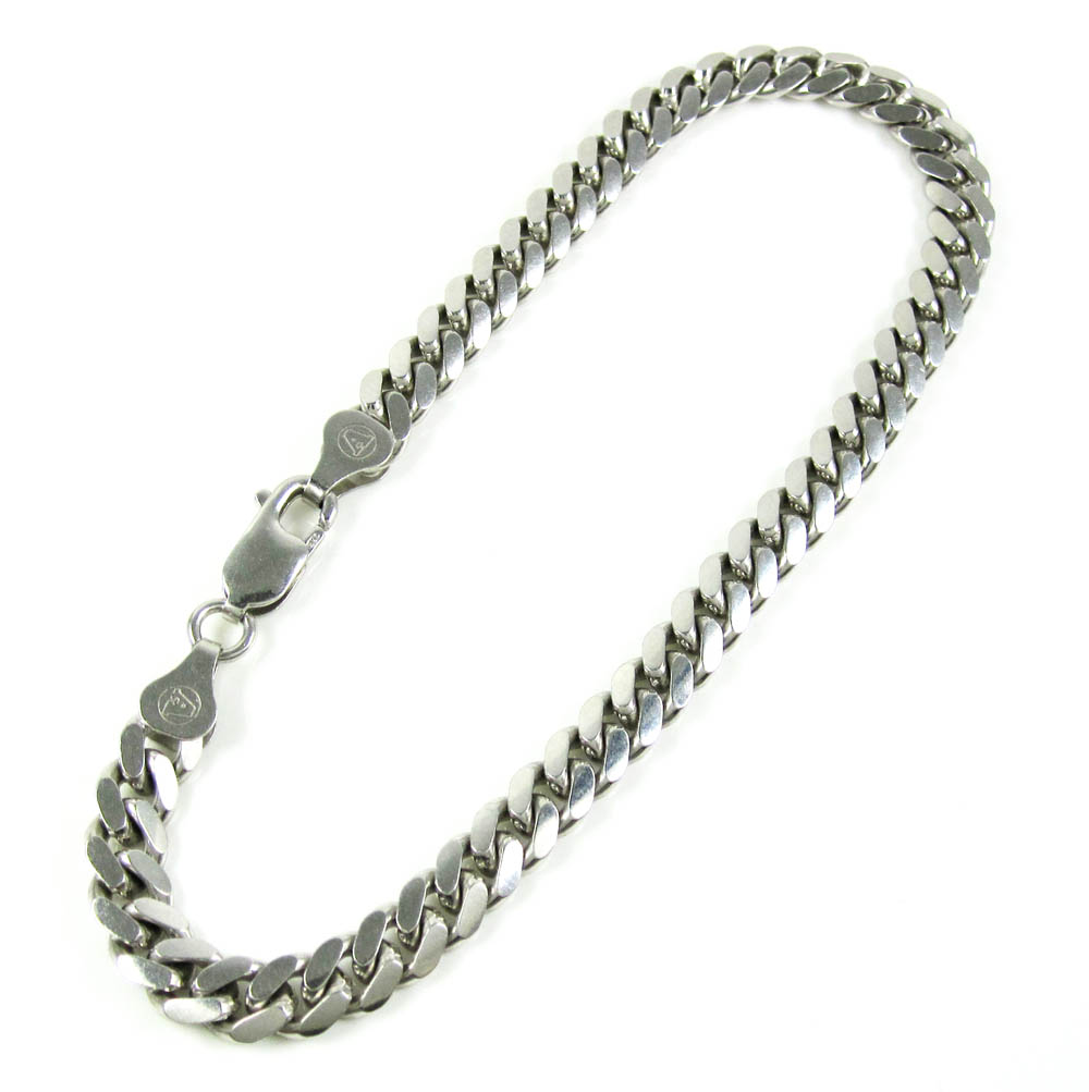 925 white sterling silver miami link bracelet 9 inch 6 mm