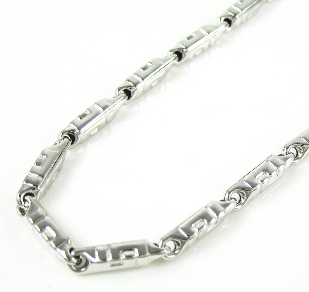 925 White Sterling Silver Faceted Bullet Link Chain 36 Inch 3mm