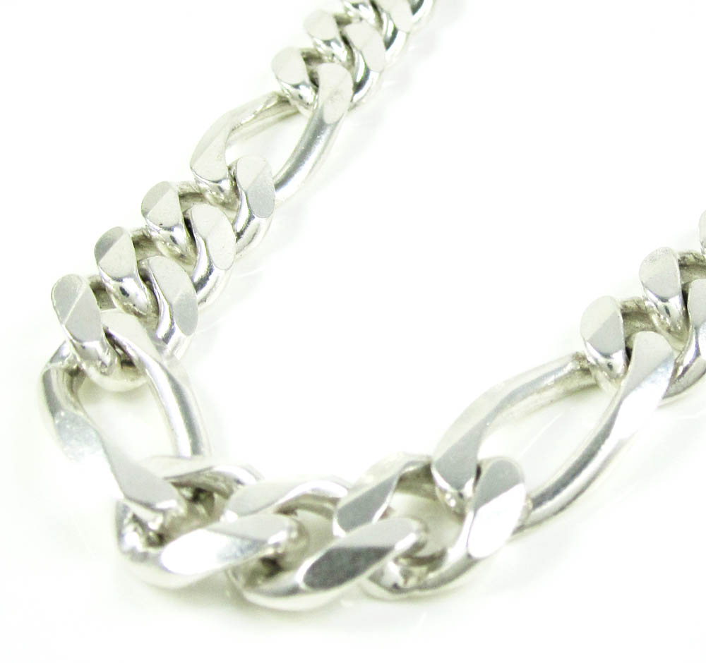 8mm Men's Figaro Link Chain Necklace Solid 925 Sterling Silver | JFM