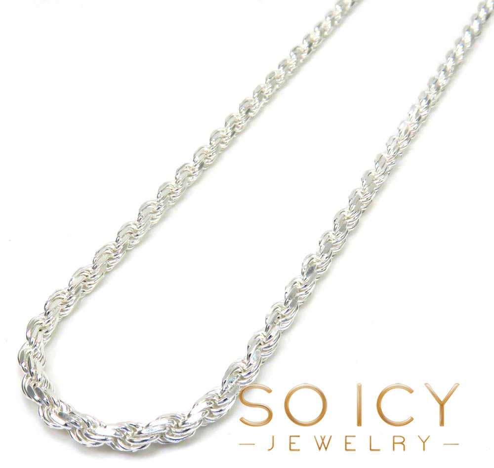 925 white sterling silver rope link chain 30 inch 2.80mm