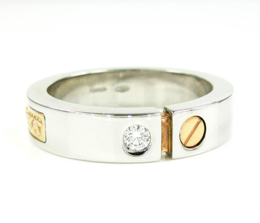 Baraka 18k rose & white gold diamond wedding band 0.08ct