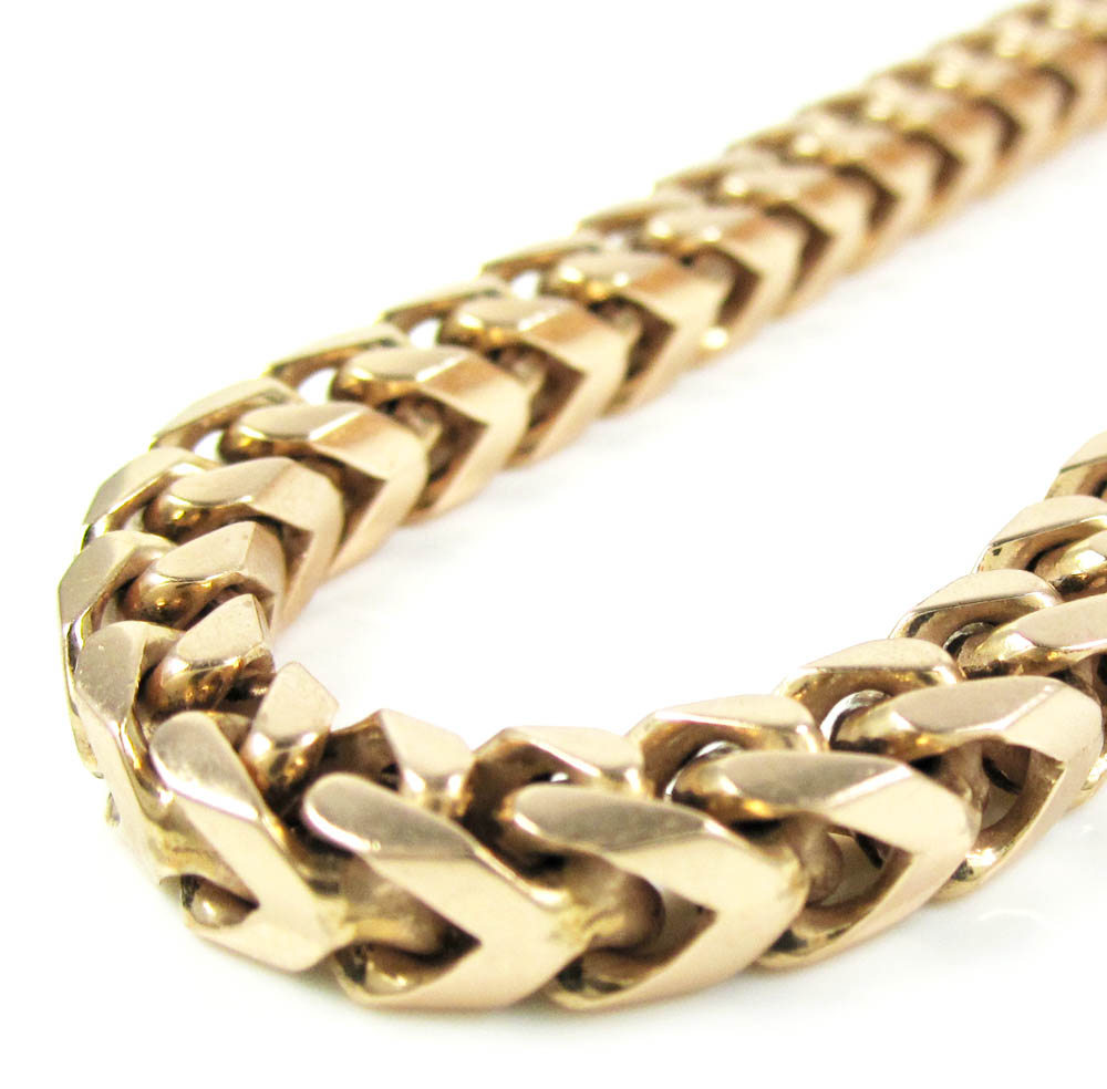 14k rose gold solid franco link chain 32 inch 6.35mm