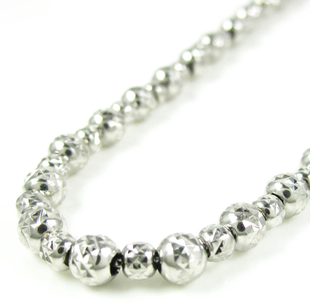 14k white gold diamond cut ball bead chain 20 inch 4mm