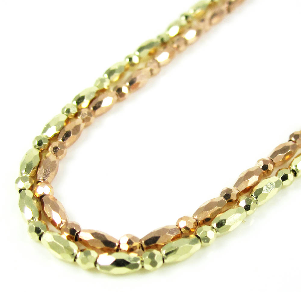 14k gold diamond cut oval bead chain 30 inch 1.85mm