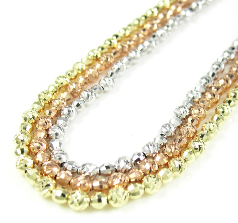 14k gold diamond cut ball bead chain 30 inch 2.75mm