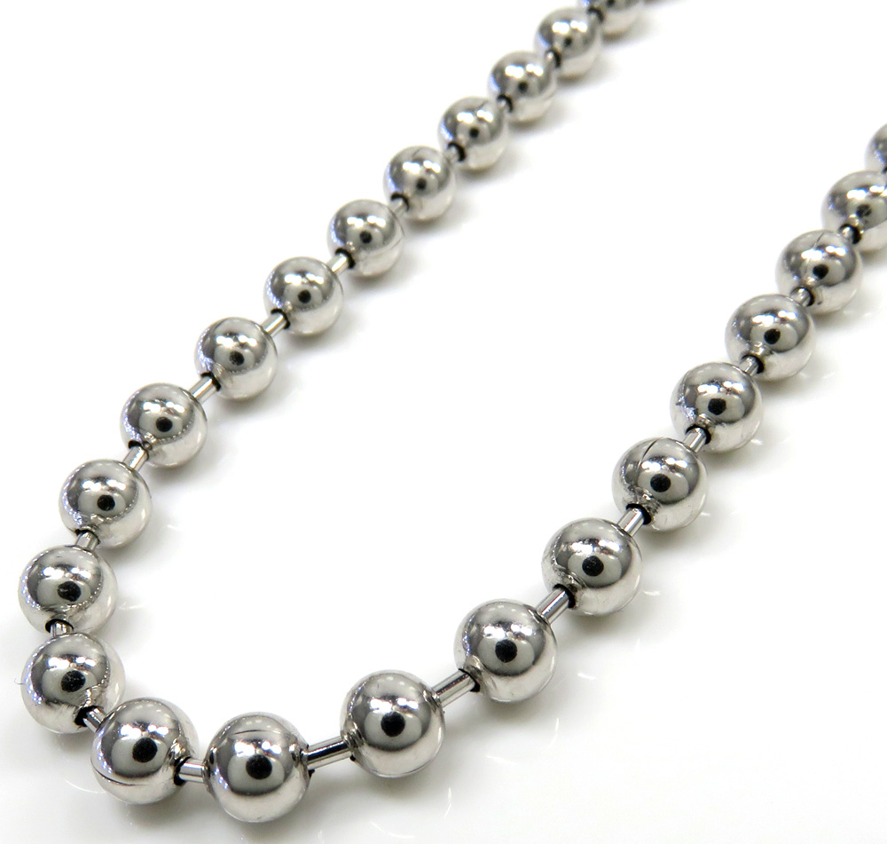Iced Ball Chain - 4mm, Size 22, 14K White - The GLD Shop