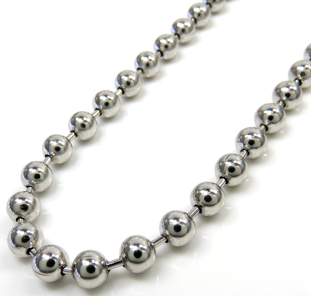 14k white gold smooth ball link chain 20-30 inch 4mm