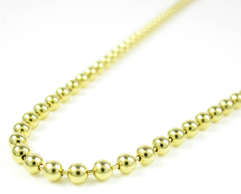 14k yellow gold smooth ball link chain 20-26 inch 2.5mm