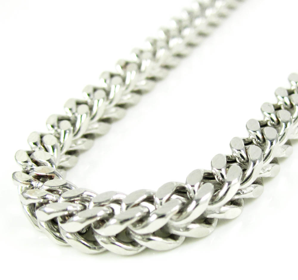 10k white gold smooth cut franco link chain 26-36 inch 4.25mm