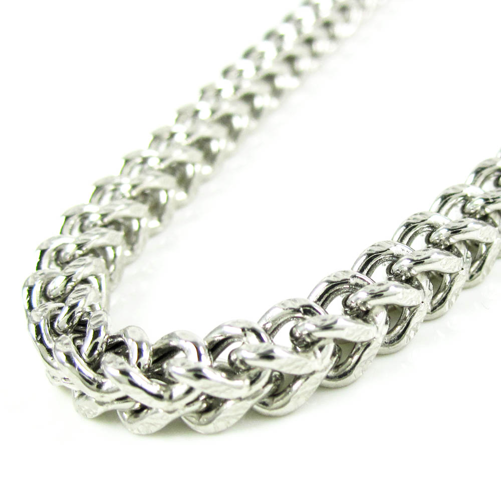 10k white gold diamond cut franco link chain 24-30 inch 4.35mm