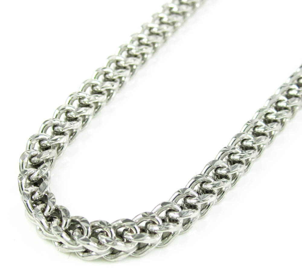 10k white gold diamond cut franco link chain 20-30 inch 3.7mm