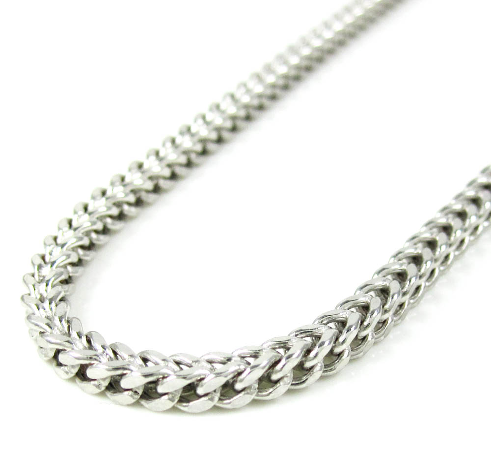 10k white gold smooth cut franco link chain 20-30 inch 3mm