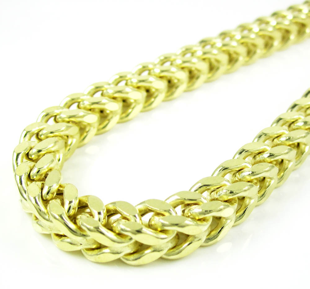 10k yellow gold smooth cut franco link chain 26-36 inch 6.7mm
