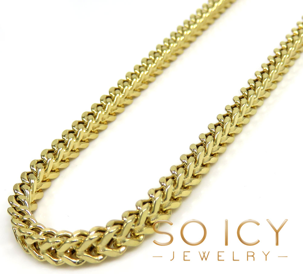 10k yellow gold smooth cut franco link chain 20-26 inch 3.50mm