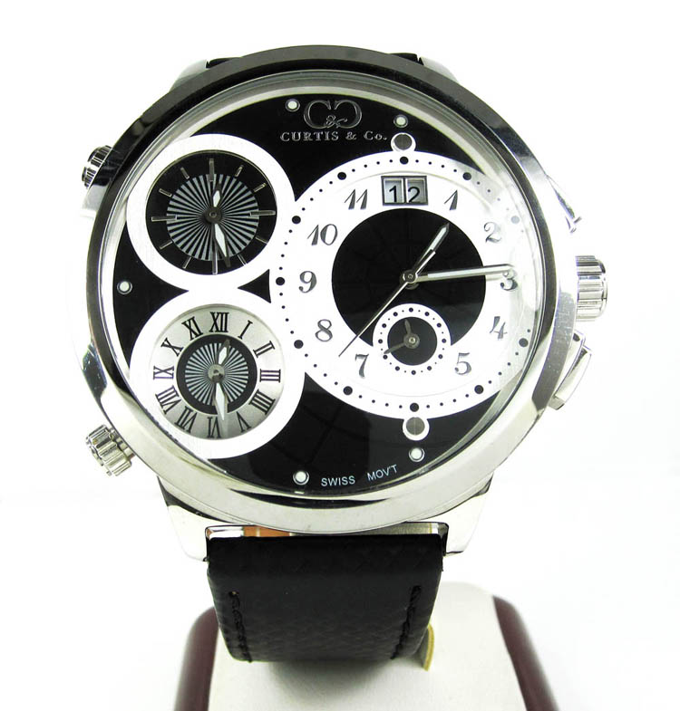 Curtis & co white stainless steel mens watch 4 time zone