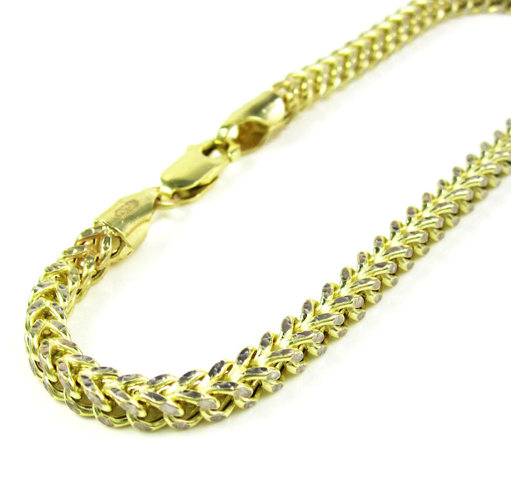 10k yellow gold diamond cut franco bracelet 8 inch 3.4mm 