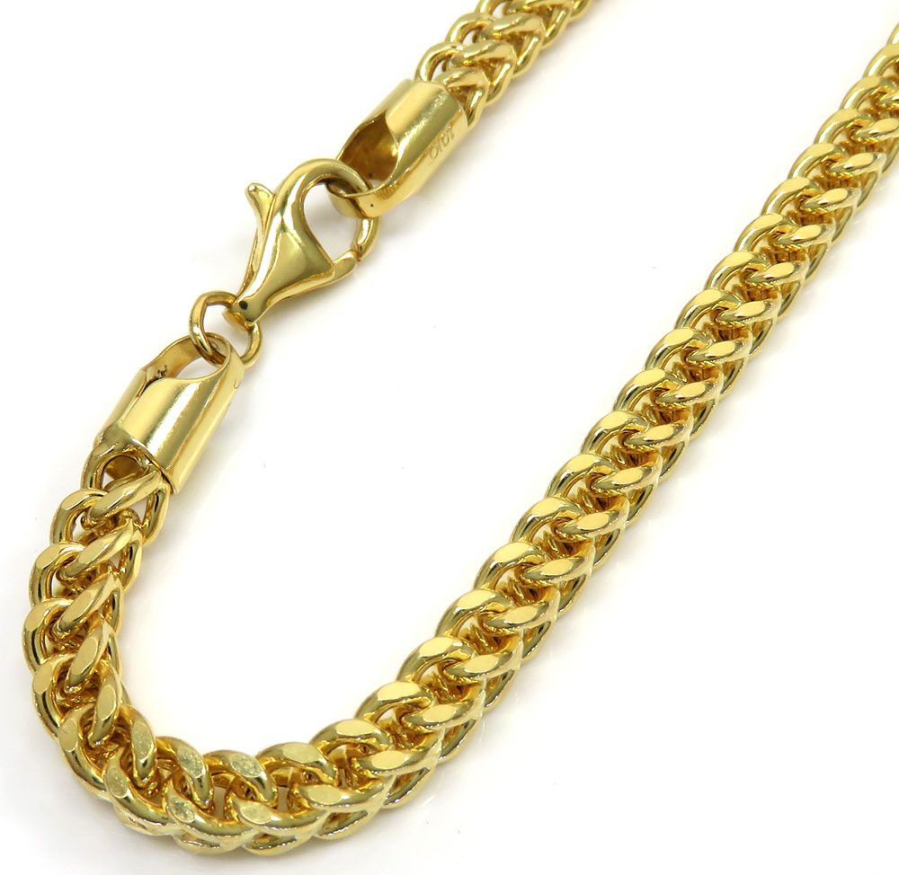 10k yellow gold smooth cut franco bracelet 8.50 inch 4.5mm 