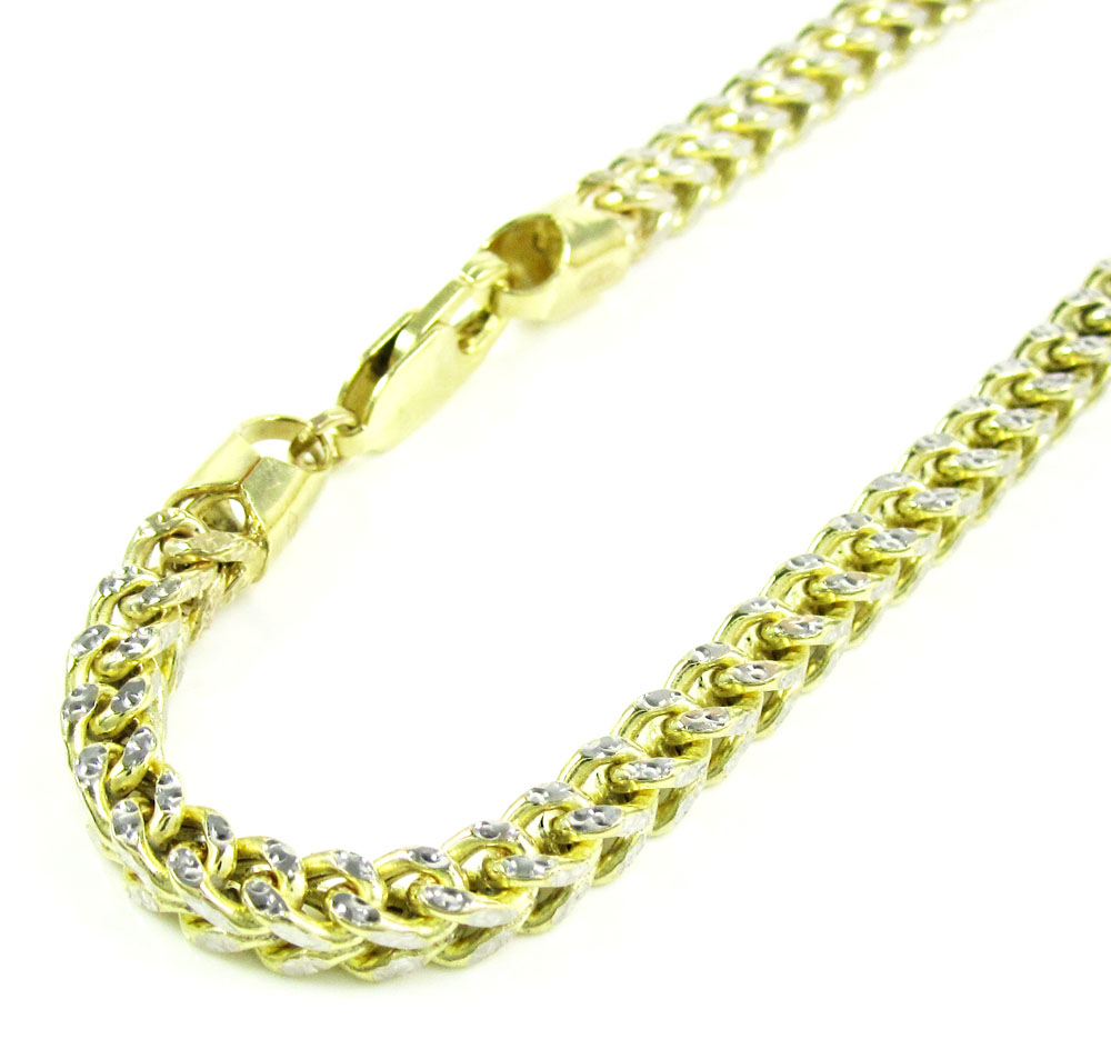 10k yellow gold diamond cut franco bracelet 9 inch 4.1mm 