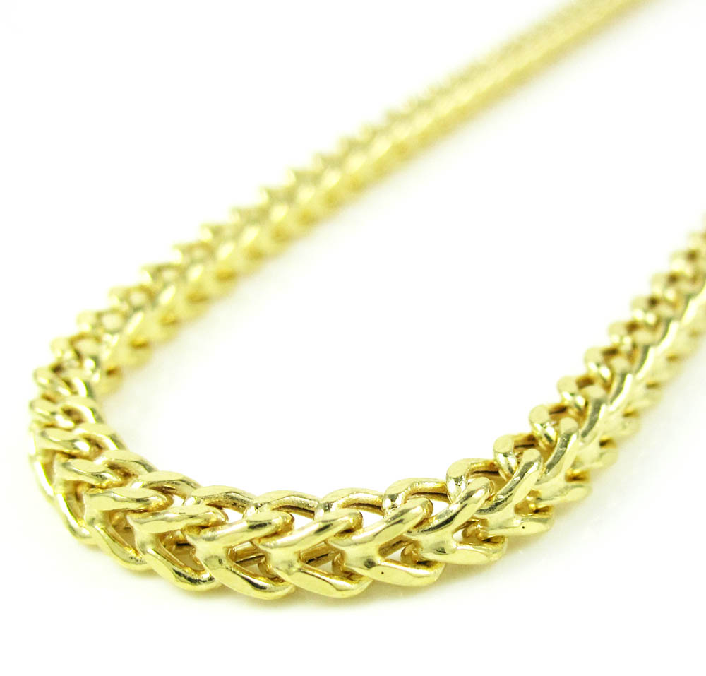 14k yellow gold smooth cut franco link chain 22-34 inch 3mm