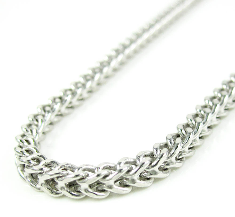 14k white gold smooth cut franco link chain 22-34 inch 3mm