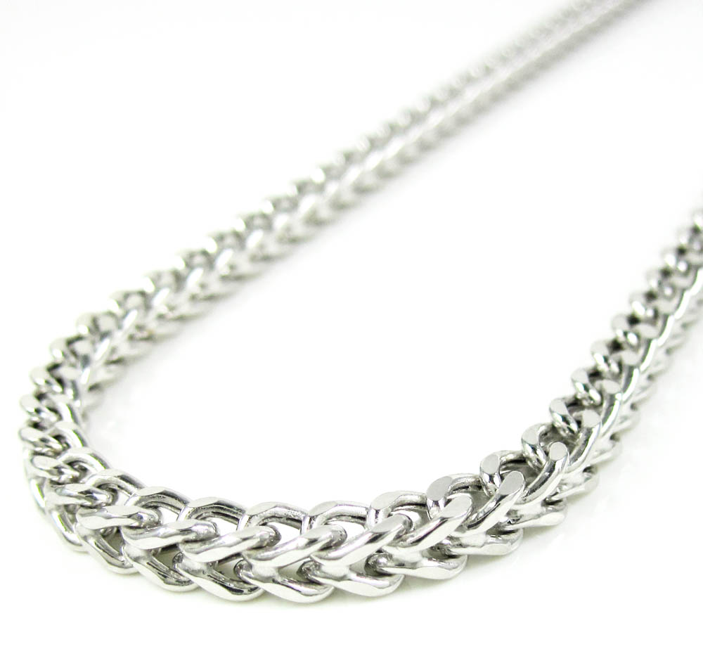 14k white gold smooth cut franco link chain 22-36 inch 3.75mm