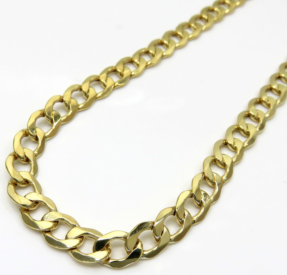 10k yellow gold hollow cuban link chain 20-30 inch 7.5mm