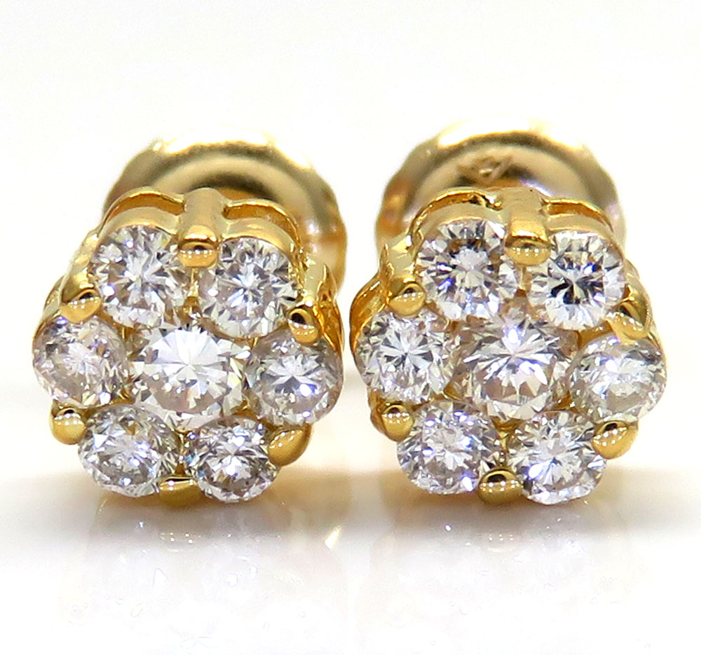 14k gold diamond cluster earrings Clearance