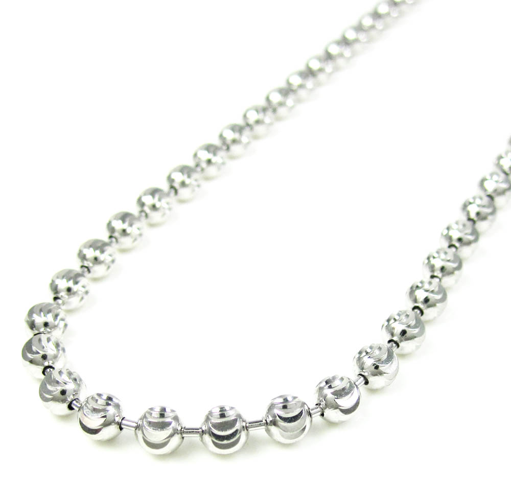 925 white sterling silver diamond cut bead chain 30 inch 4mm